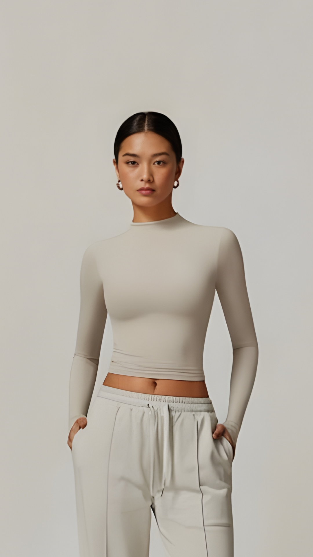 Lounge Long Sleeve Top - Beige - AIRE