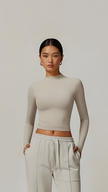 Lounge Long Sleeve Top - Beige - AIRE