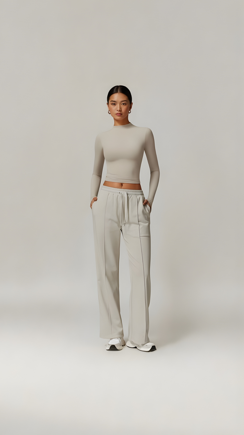 Lounge Long Sleeve Top - Beige - AIRE