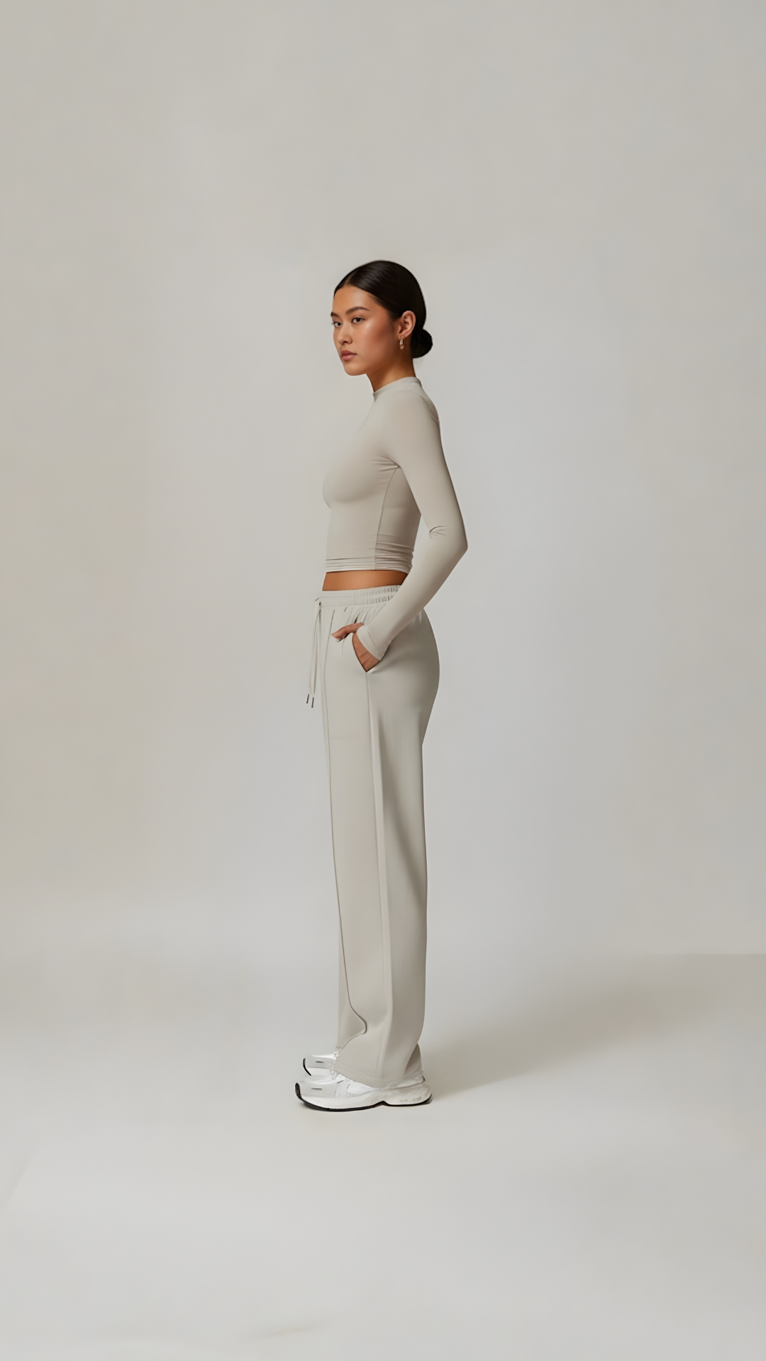 Lounge Long Sleeve Top - Beige - AIRE