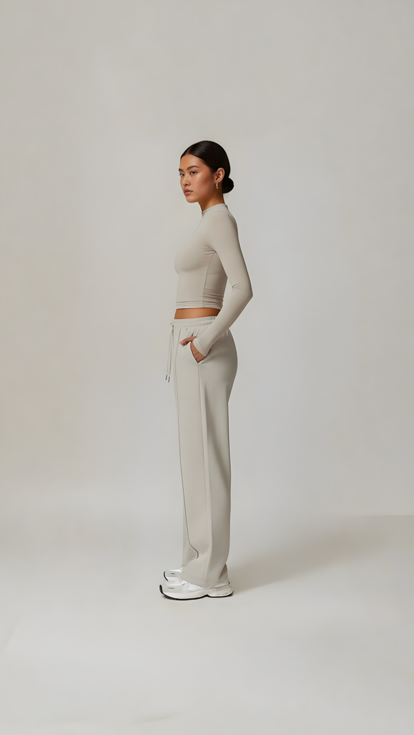 Lounge Long Sleeve Top - Beige - AIRE