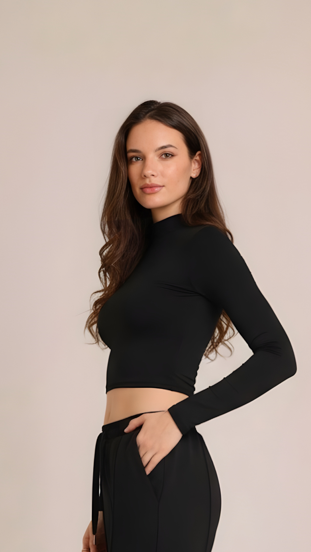 Lounge Long Sleeve Top - Black - AIRE