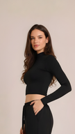 Lounge Long Sleeve Top - Black - AIRE