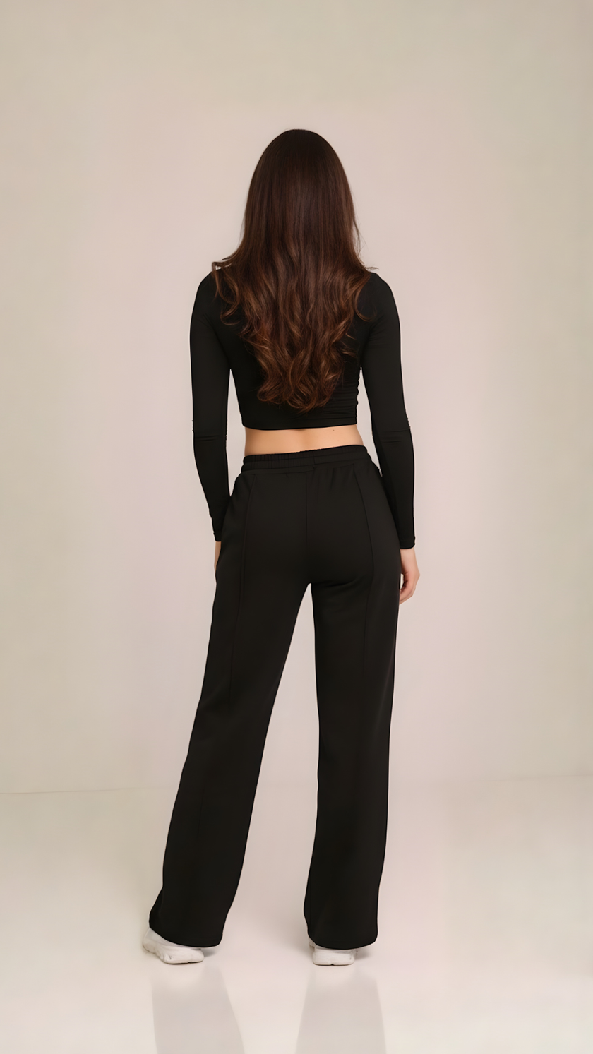 Lounge Long Sleeve Top - Black - AIRE