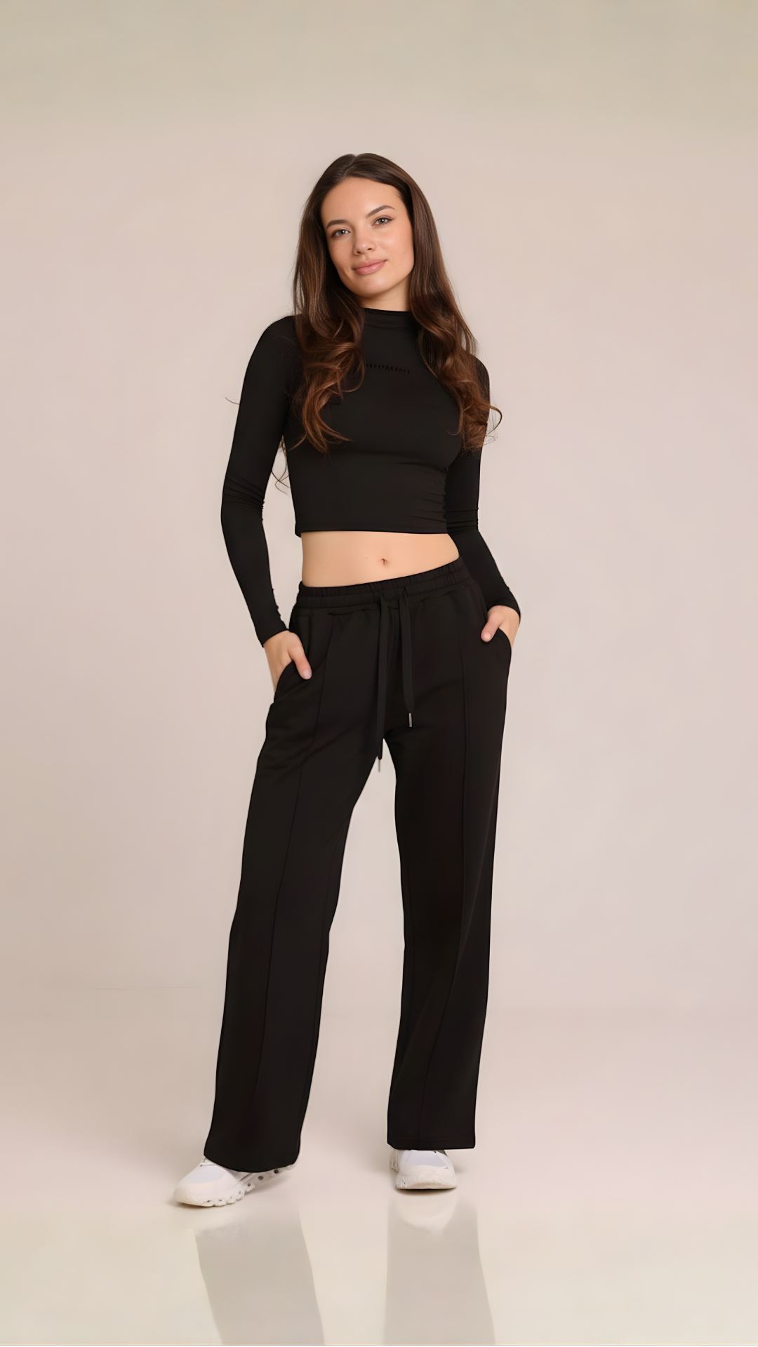 Lounge Long Sleeve Top - Black - AIRE