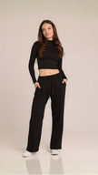 Lounge Long Sleeve Top - Black - AIRE