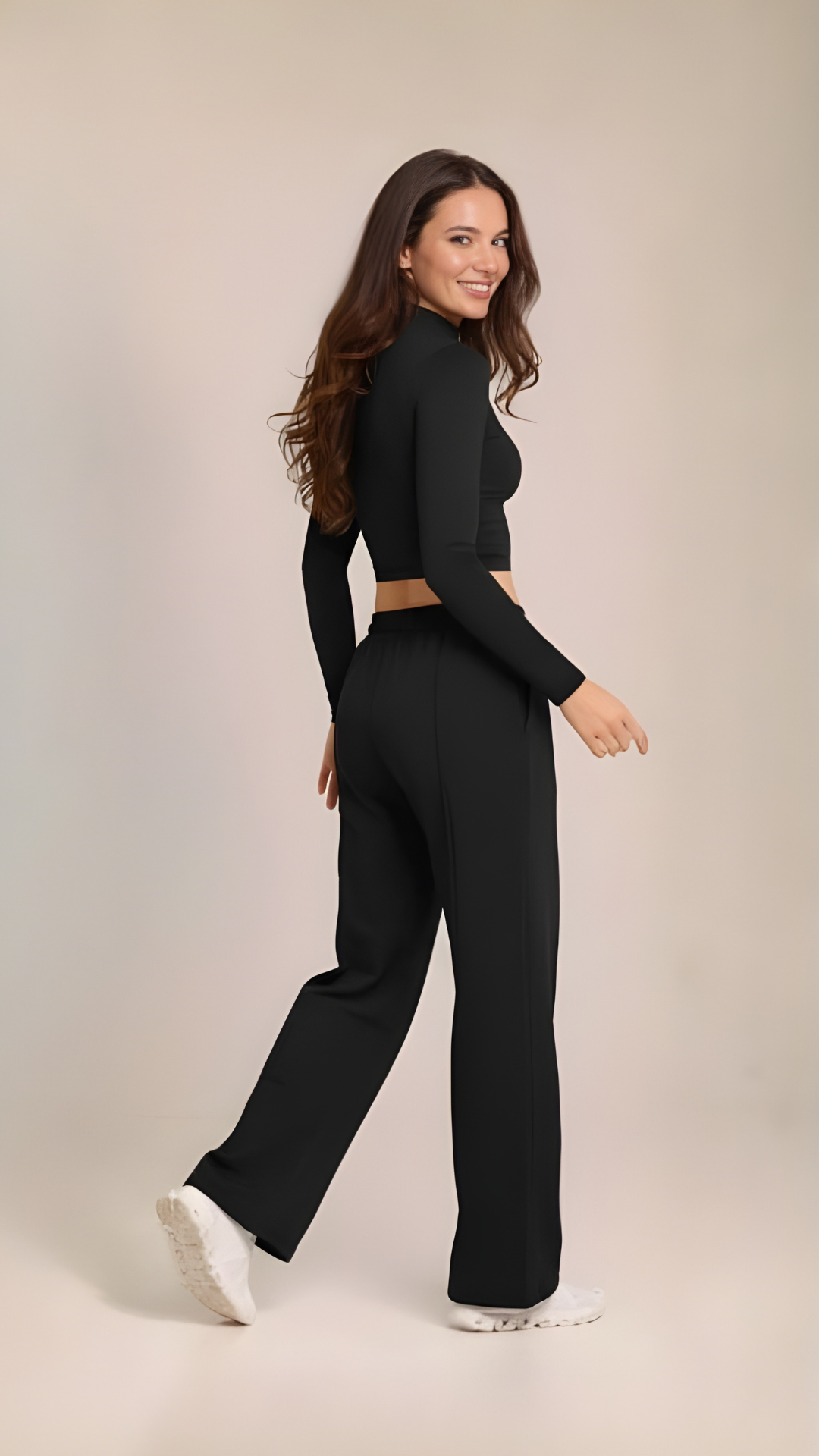 Lounge Long Sleeve Top - Black - AIRE