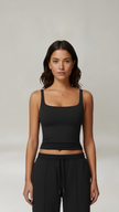 Lounge Vest Top - Black - AIRE