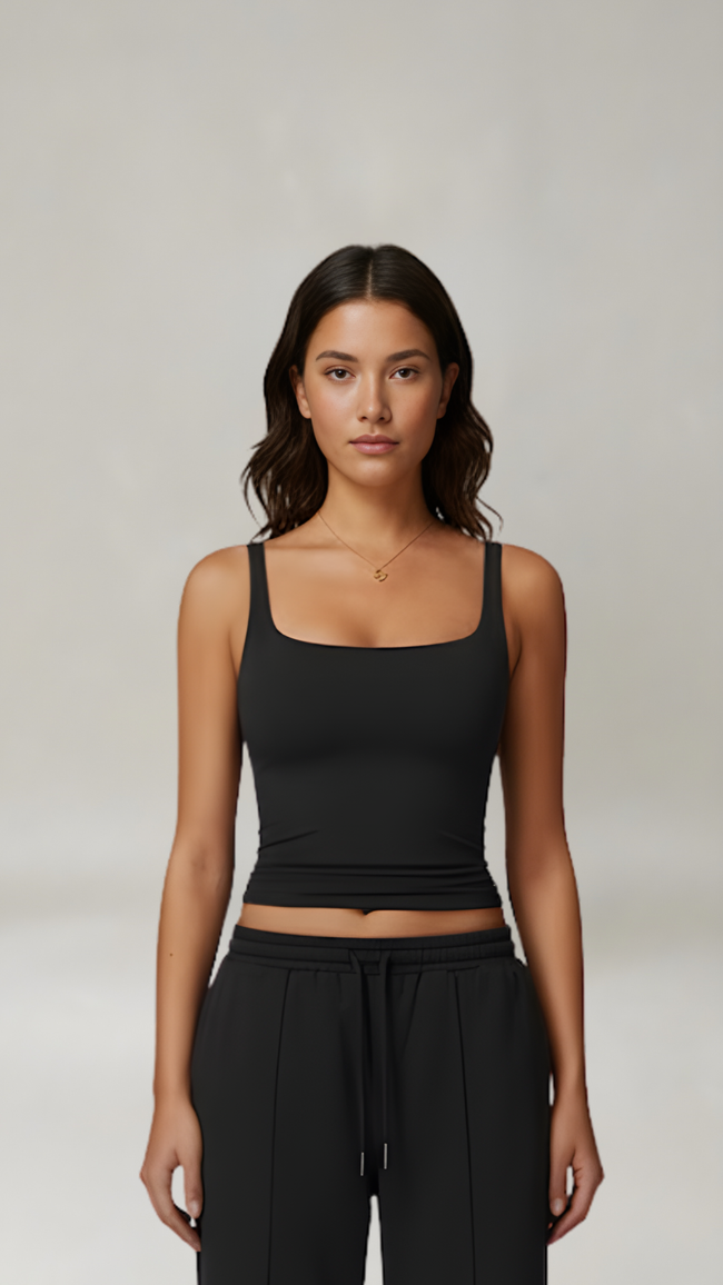 Lounge Vest Top - Black - AIRE
