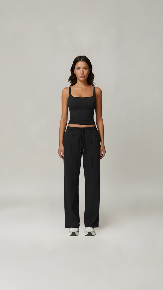 Lounge Vest Top - Black - AIRE