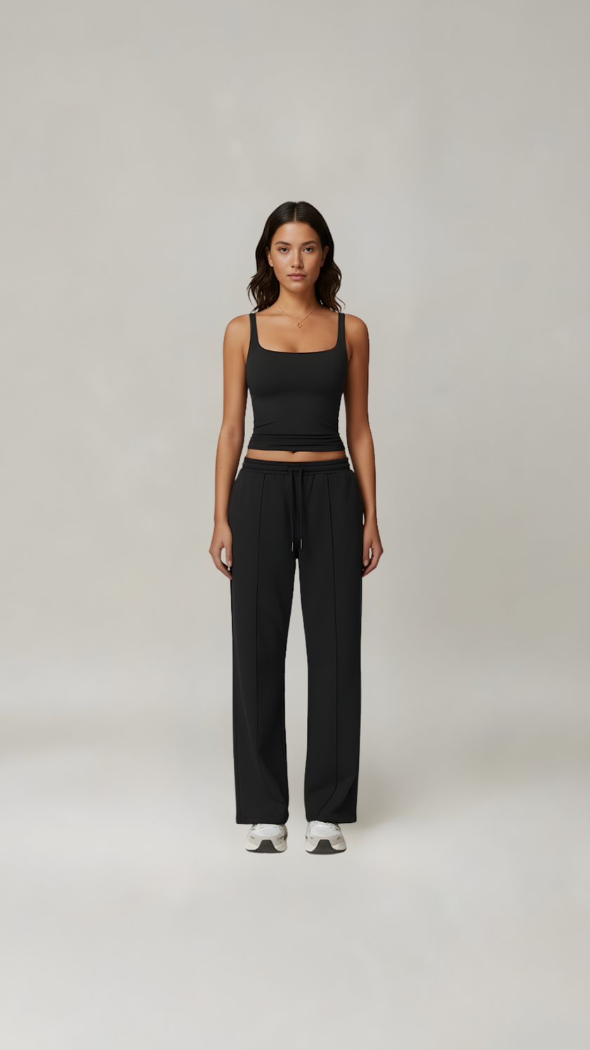 Lounge Vest Top - Black - AIRE