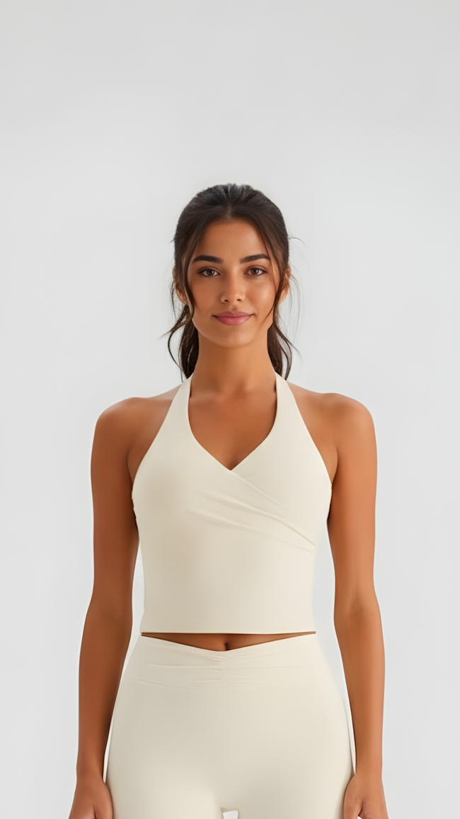 Pilates Wrap Top - Beige - AIRE