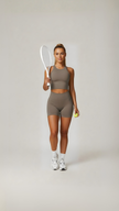 Seamless Scrunch-Bum Shorts - Beige - AIRE