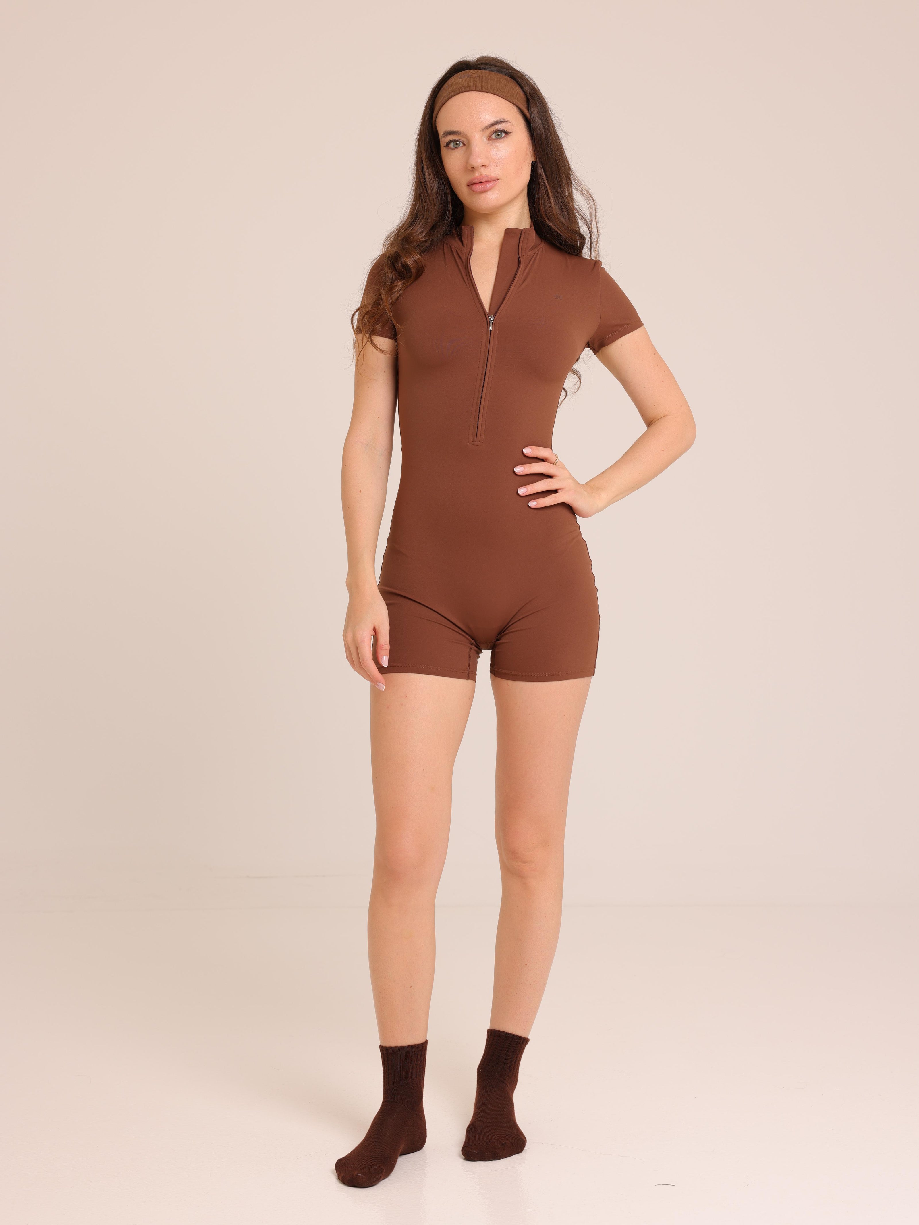 Sculpt Romper - Brown - AIRE