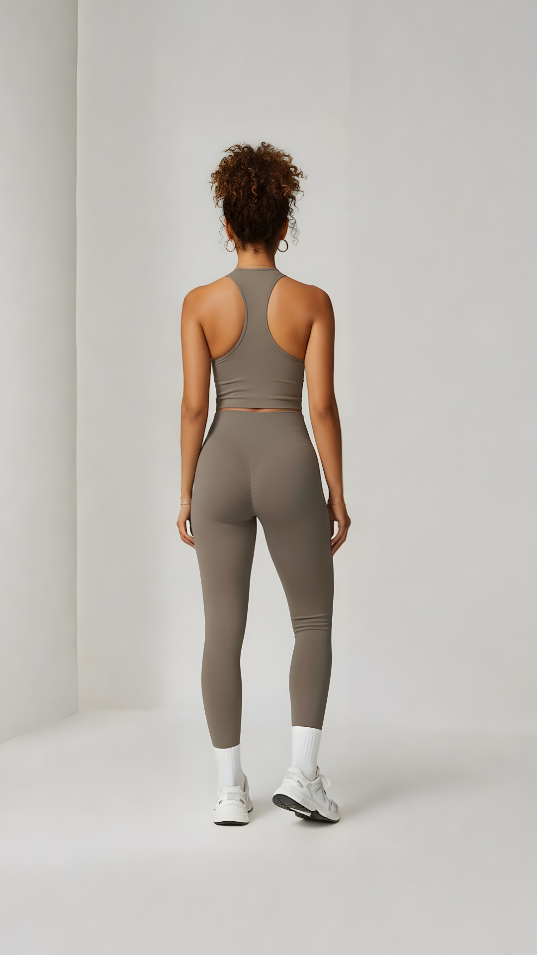 Seamless Plunge Halter Top - Beige