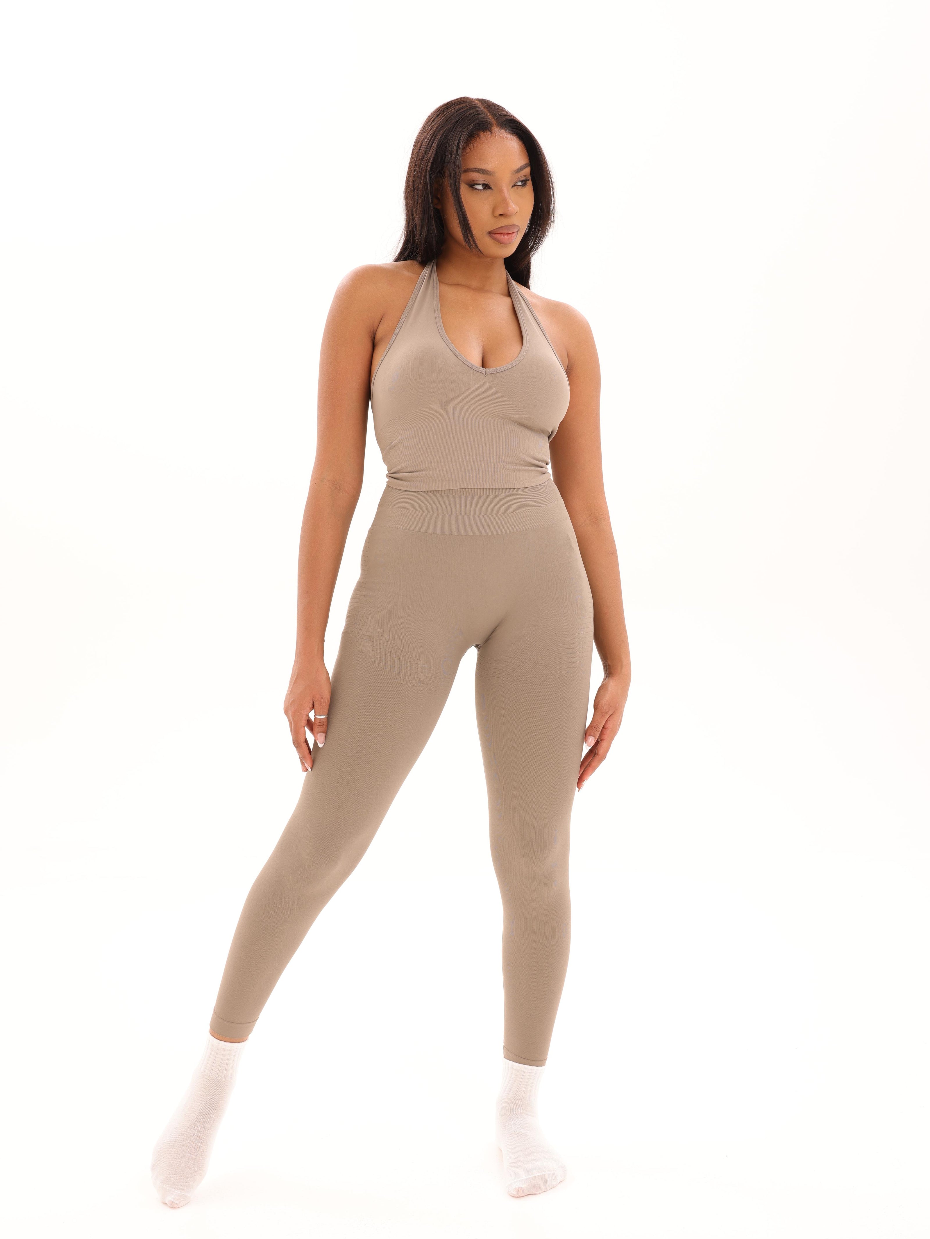 Seamless High-Waist Leggings - Beige - AIRE
